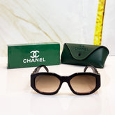 Chanel 143 C1 Rectangle Sunglasses – Black with Gold Detailing